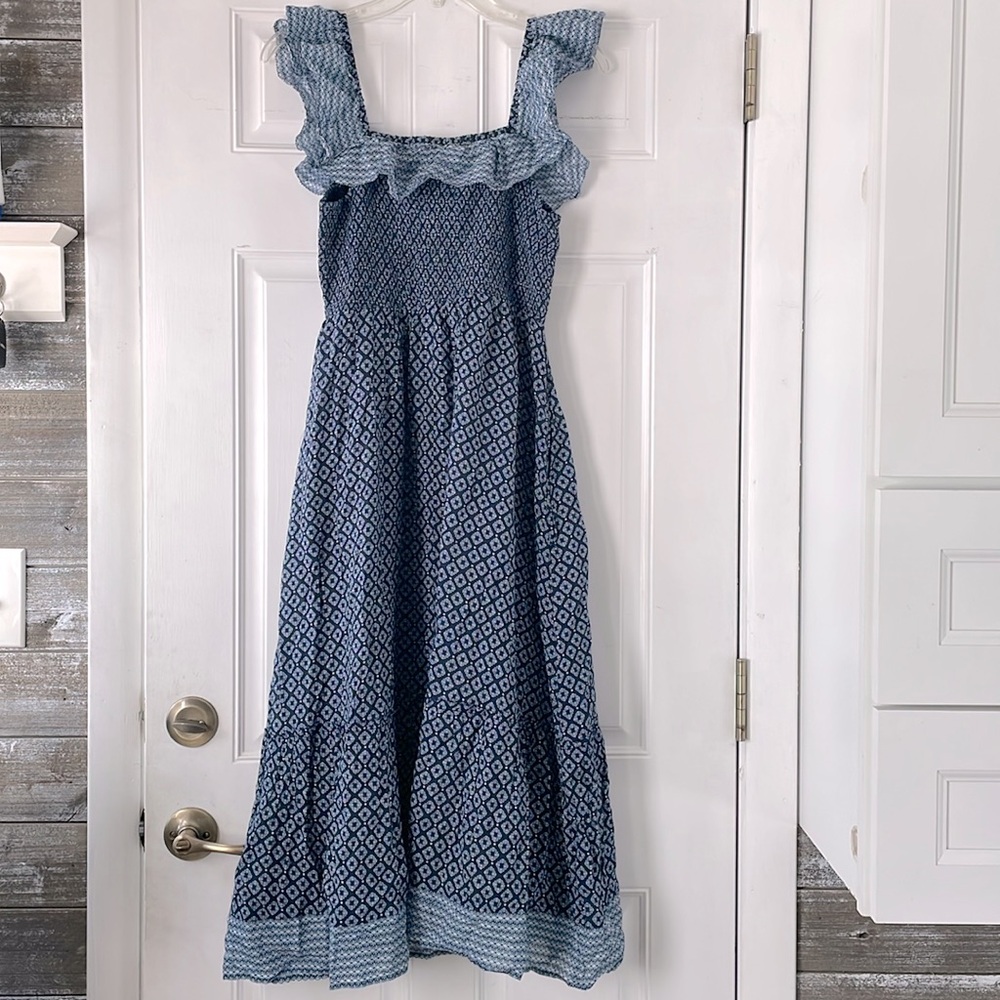 Vineyard Vines Chelsea Geo Navy Smocked Midi Dress, X-Small - Picture 5 of 6